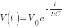 V(t) = V_{0}e^{-t/RC}
